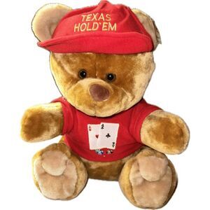Shalom Toy Co Bear Plush Texas Hold 'Em‎ Stuffed Animal Toy Poker Teddy 17"